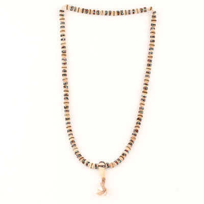 Mala- White Bone with Metal and Glass Inlay