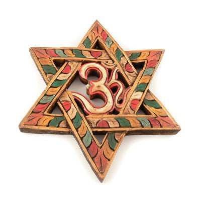 New- Wooden Star with Om in Centre