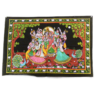 Krishna and Milk Maiden- Fabric Wall Hanging with Sequins