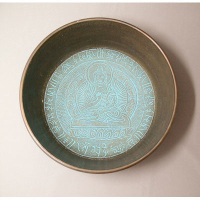 Alloy Bowl with Stick- Buddha Seated on Lotus- Large