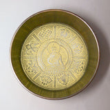 Alloy Bowl with Stick- Buddha- Floral Band- Yellow Tint- Large
