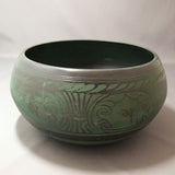 Alloy Bowl with Stick- Seated Buddha- Green Tint- Large