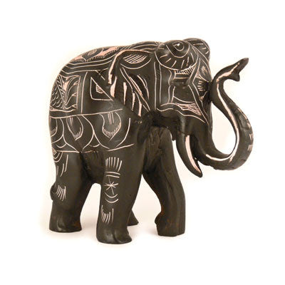 Single Large Engraved Elephant- Resin