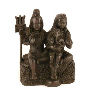 Small Shiva and Family Resin Statue