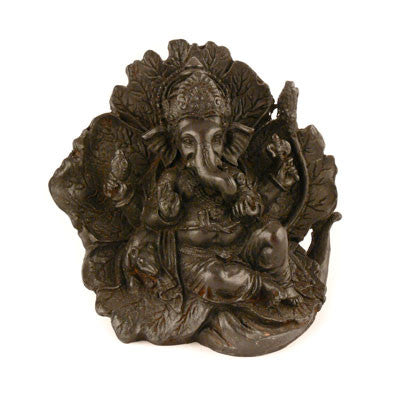 Ganesh- Multi-Armed Lounging Ganesh with Leaf Resin Statue
