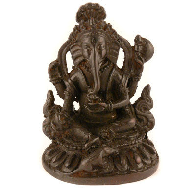 Ganesh- Extra Small Sitting Ganesh on Lotus Resin Statue