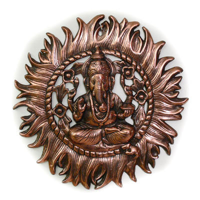 Copper Wall Hanging- Large Ganesh with Sun