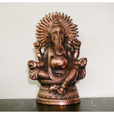 Ganesh- Small Ganesh with Sun Copper Statue
