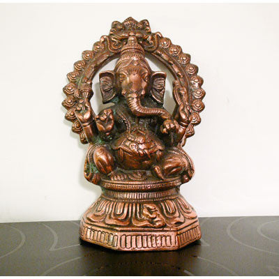 Ganesh- Ganesh with Altar Copper Statue