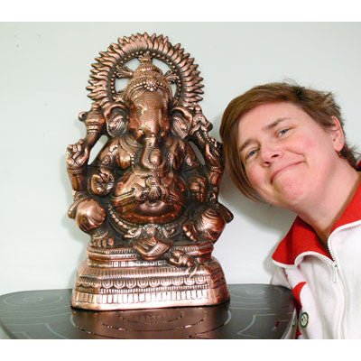 Ganesh- Extra Large Sitting Ganesh with Sun Copper Statue