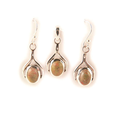 Draped Silver with Unakite Set