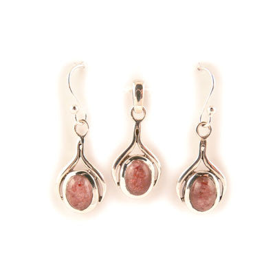 Draped Silver with Red Aventurine Set