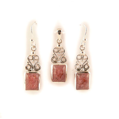 Celtic "S" with Square Red Aventurine Set