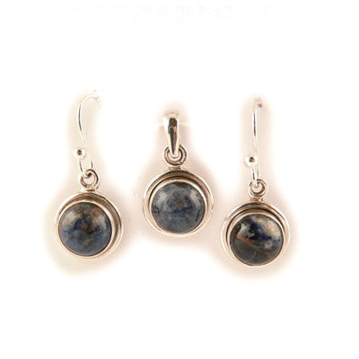 Round Sodalite with Silver Rim Set