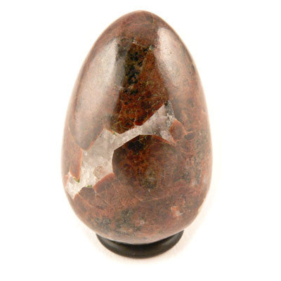 40mm- Black Calcite in Garnet Egg- Marmora, Hastings County, ON