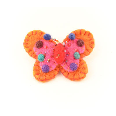Felt Butterfly Pin- Orange