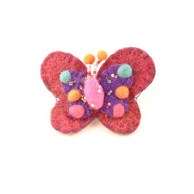 Felt Butterfly Pin- Rust/Burgundy