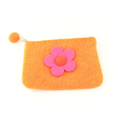 Felt Coin Purse with Attached Flower- Various Colours