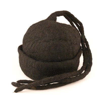 Felt Hat with Three Tails and Folded Edge- Black
