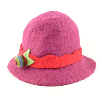 Felt Hat with Belt and Flower- Various Colours