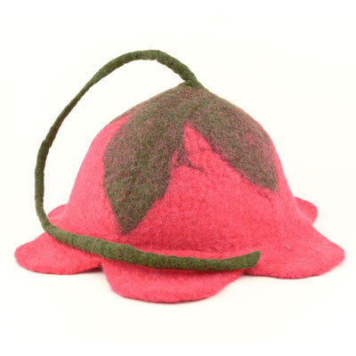 Felt Flower Hat with Stem- Pink