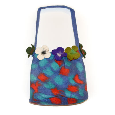 Felt Purse Multi-Coloured with 5 Flower Garland- Various Colours