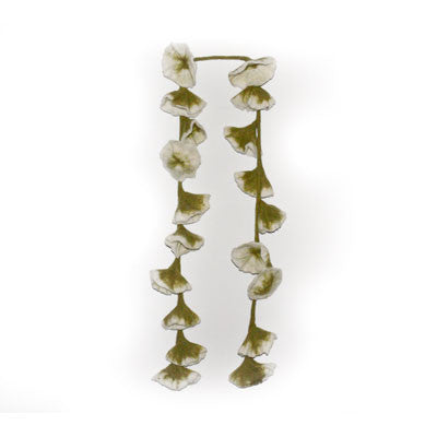 Felt 20 Flower Garland/Belt- White with Green