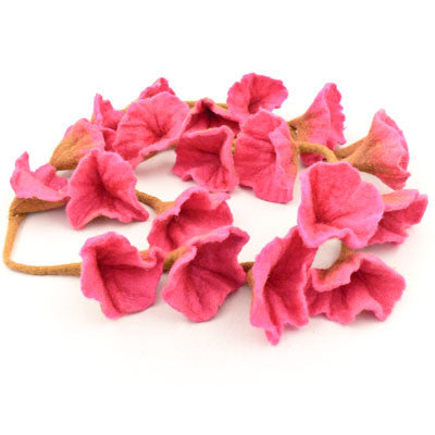 Felt 20 Flower Garland/Belt- Pink with Green