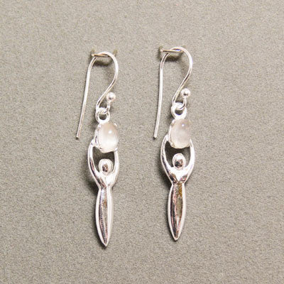 Goddess Earrings- Rose Quartz