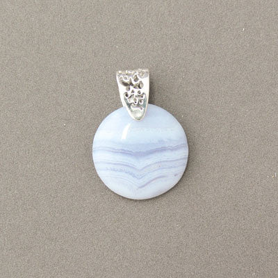 Blue Lace Agate- Round Pendant