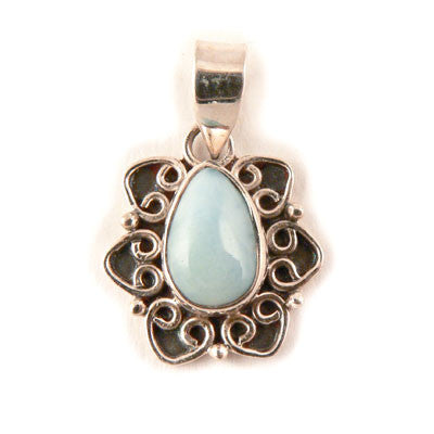 Approximately 3.2 grams- Sterling Silver Larimar Pendant