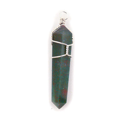 Wire Wrap Point Pendant- Blood Stone