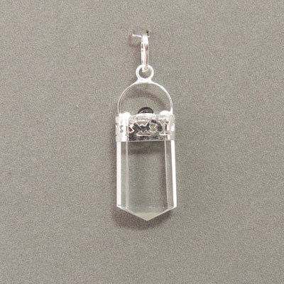 Silver Plated Point Pendant- Quartz