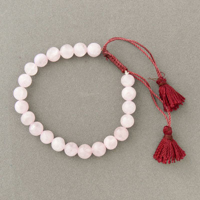 Bracelet- Stone Bead with Shambala Knot- Rose Quartz