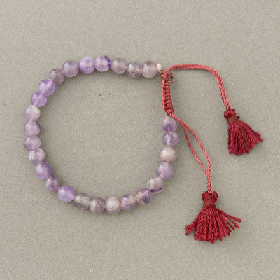 Bracelet- Stone Bead with Shambala Knot- Amethyst
