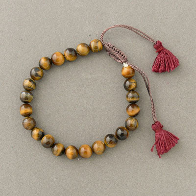 Bracelet- Stone Bead with Shambala Knot- Tiger's Eye