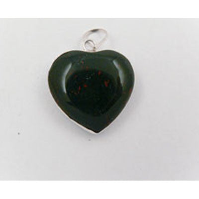 Heart Pendant with Wire Outline- Blood Stone